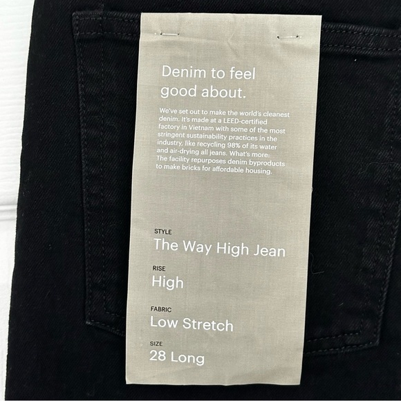 NEW EVERLANE Way-High Jean High-Rise Straight Frayed Hem Coal Black Size 28 Long - Picture 10 of 12